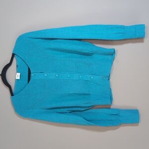 CAbi 100% Cotton Cardigan Teal Large